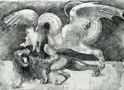 Dragon Fighting a Lion by Andrea Zoan